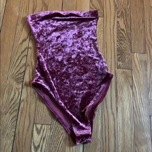 Urban outfitters strapless velvet bodysuit